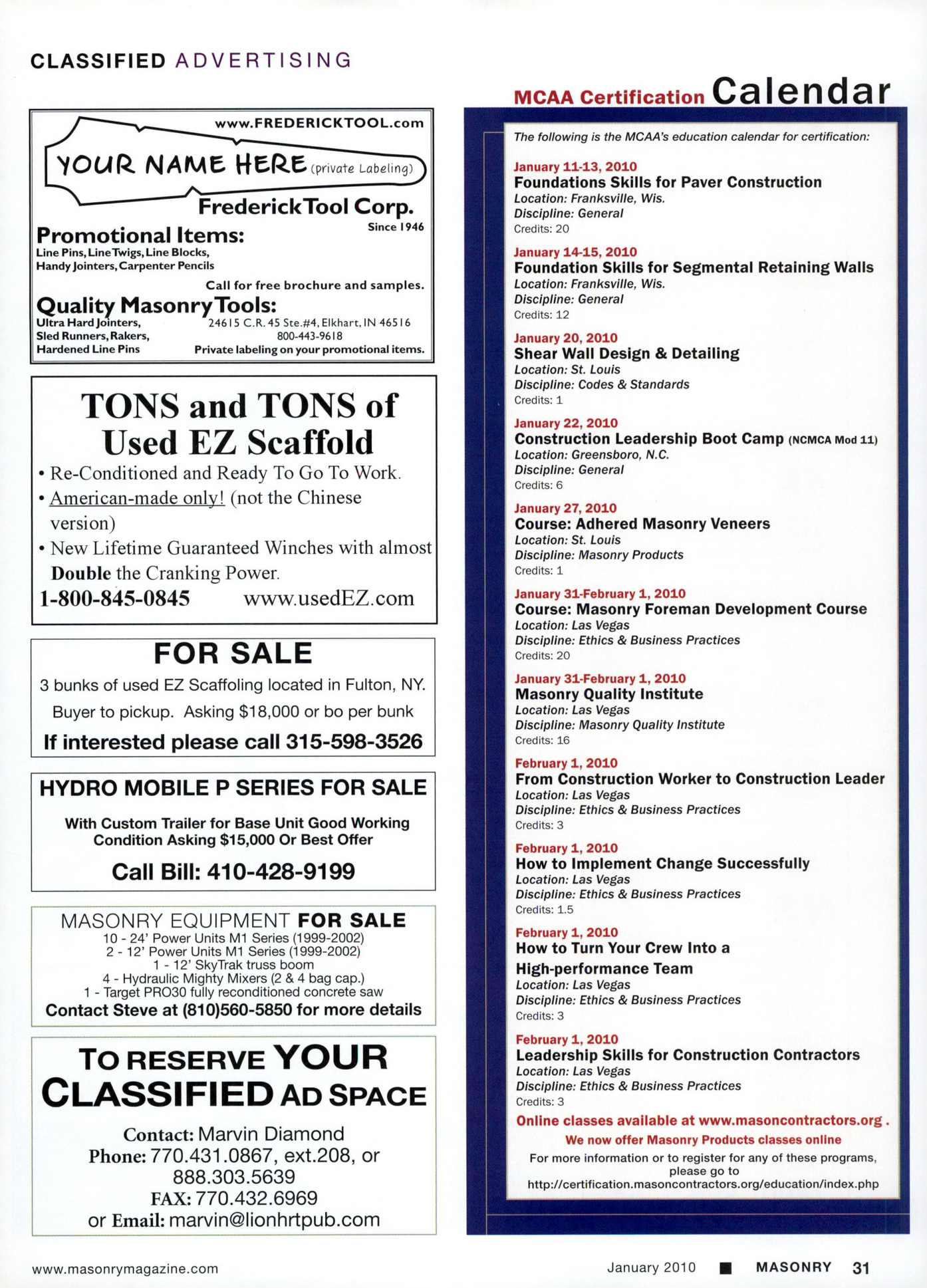 Masonry Magazine January 2010 Page. 33