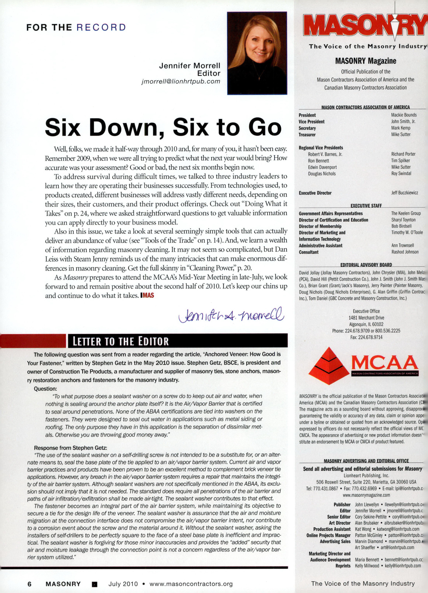 Masonry Magazine July 2010 Page. 8
