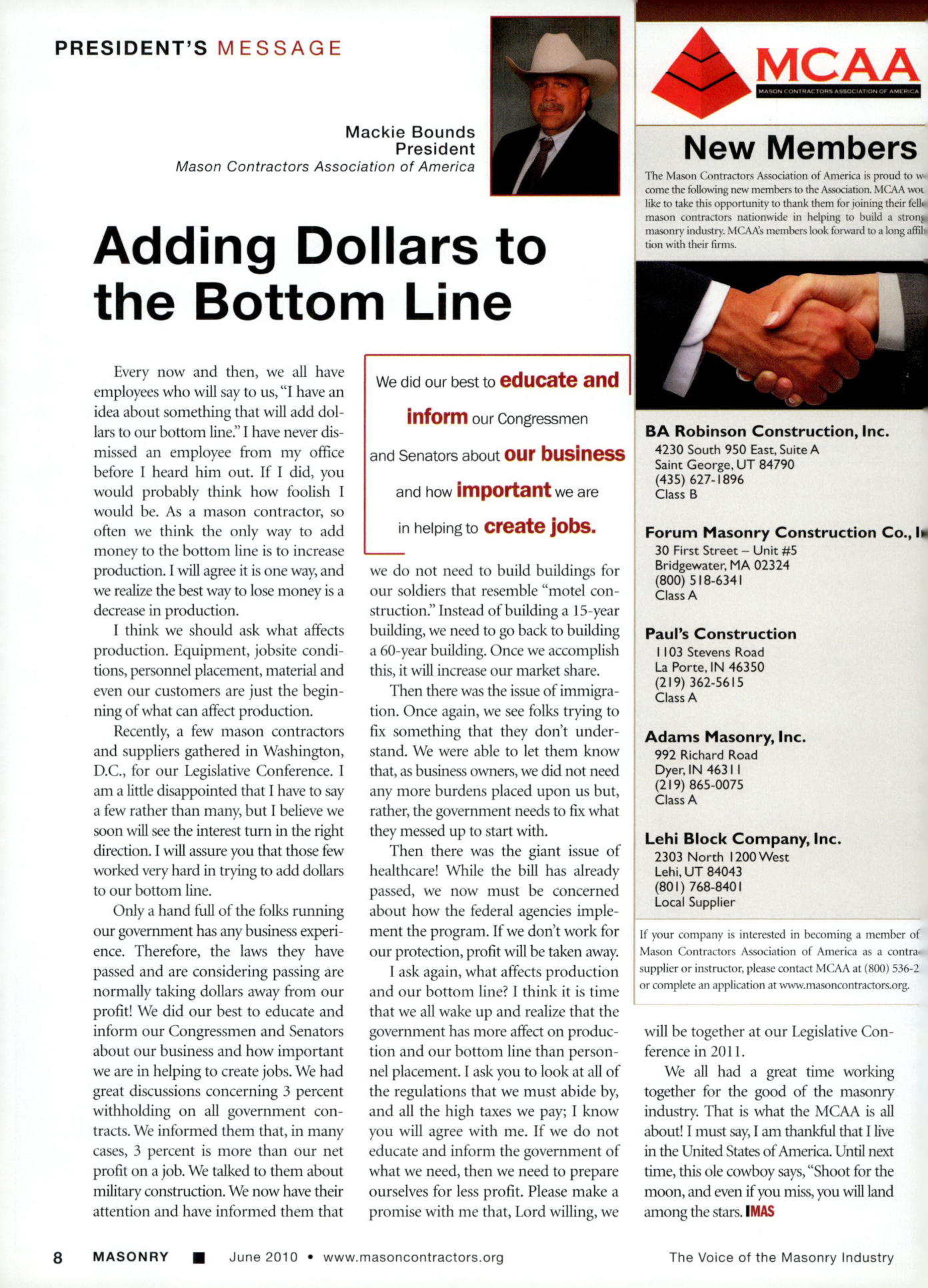 Masonry Magazine June 2010 Page. 10