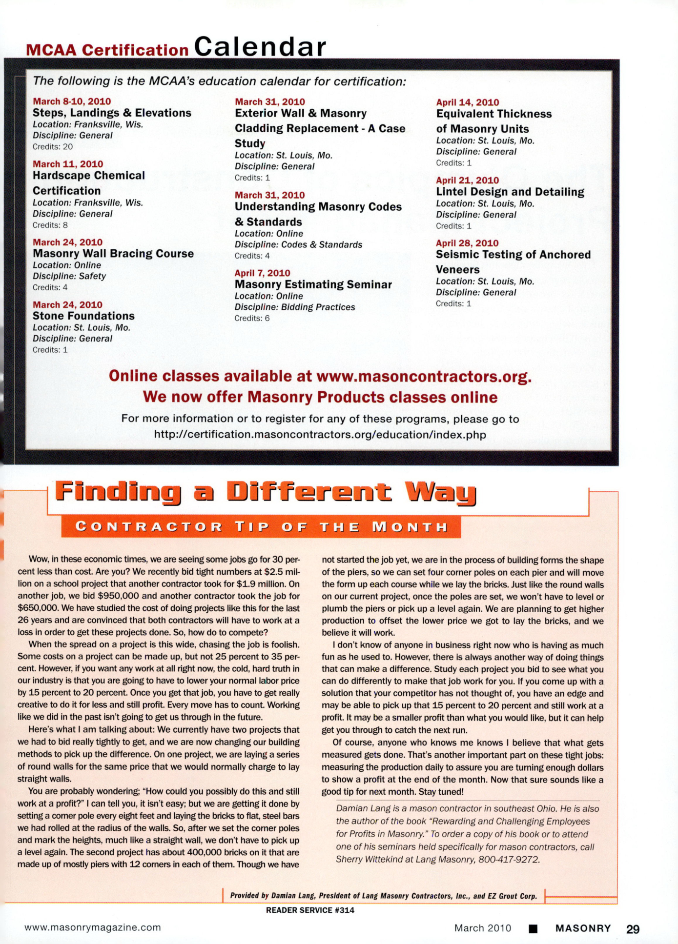 Masonry Magazine March 2010 Page. 39