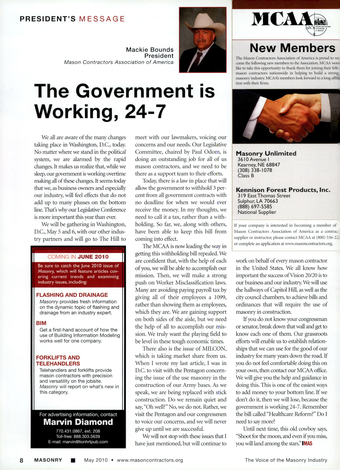 Masonry Magazine May 2010 Page. 10