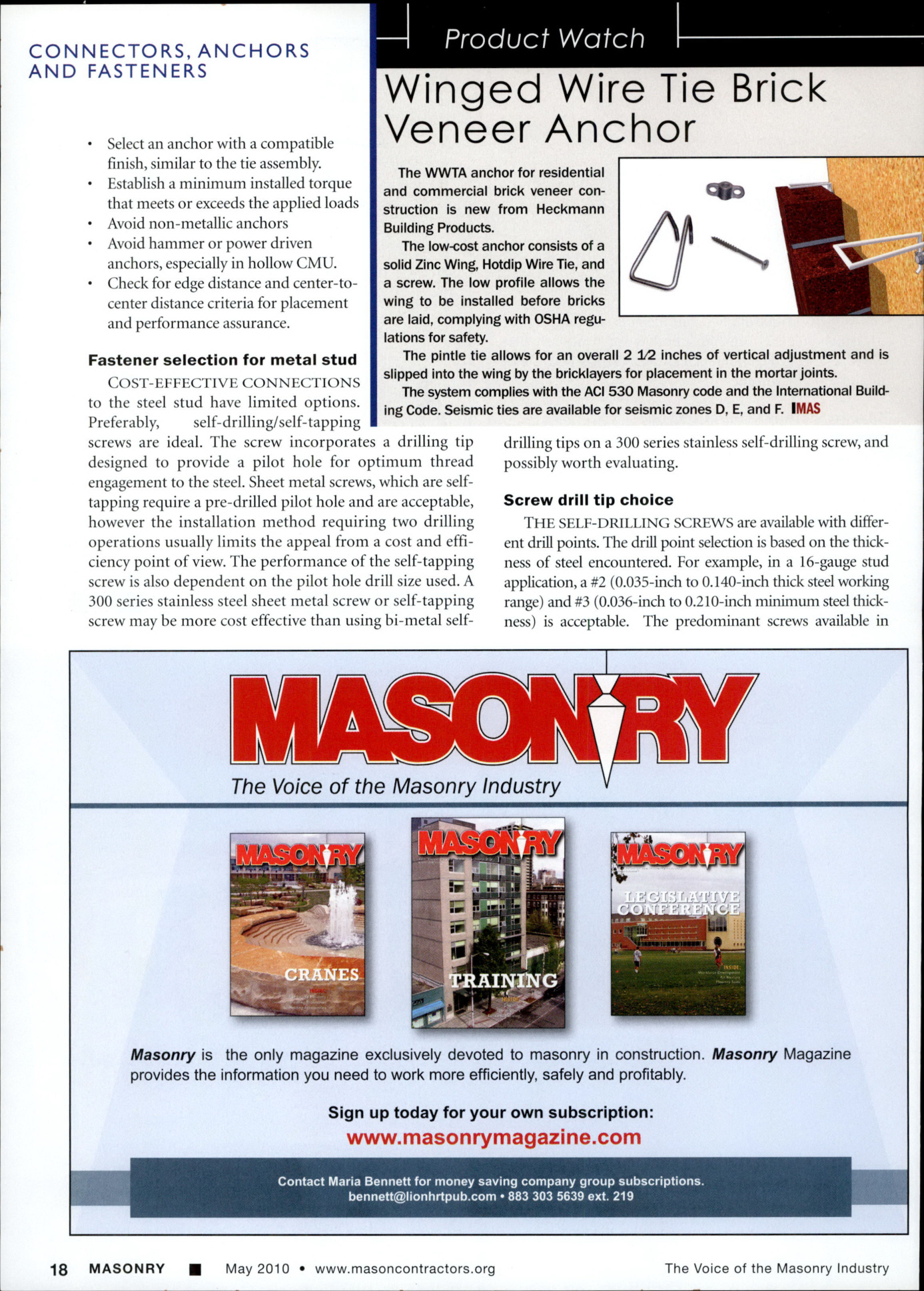 Masonry Magazine May 2010 Page. 20