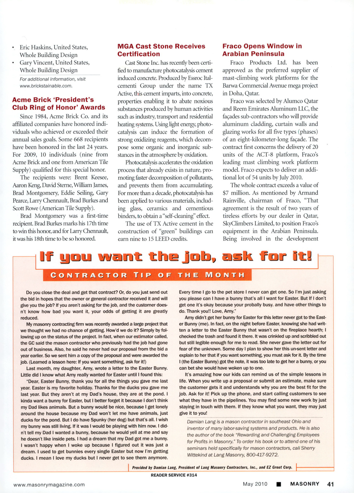 Masonry Magazine May 2010 Page. 43