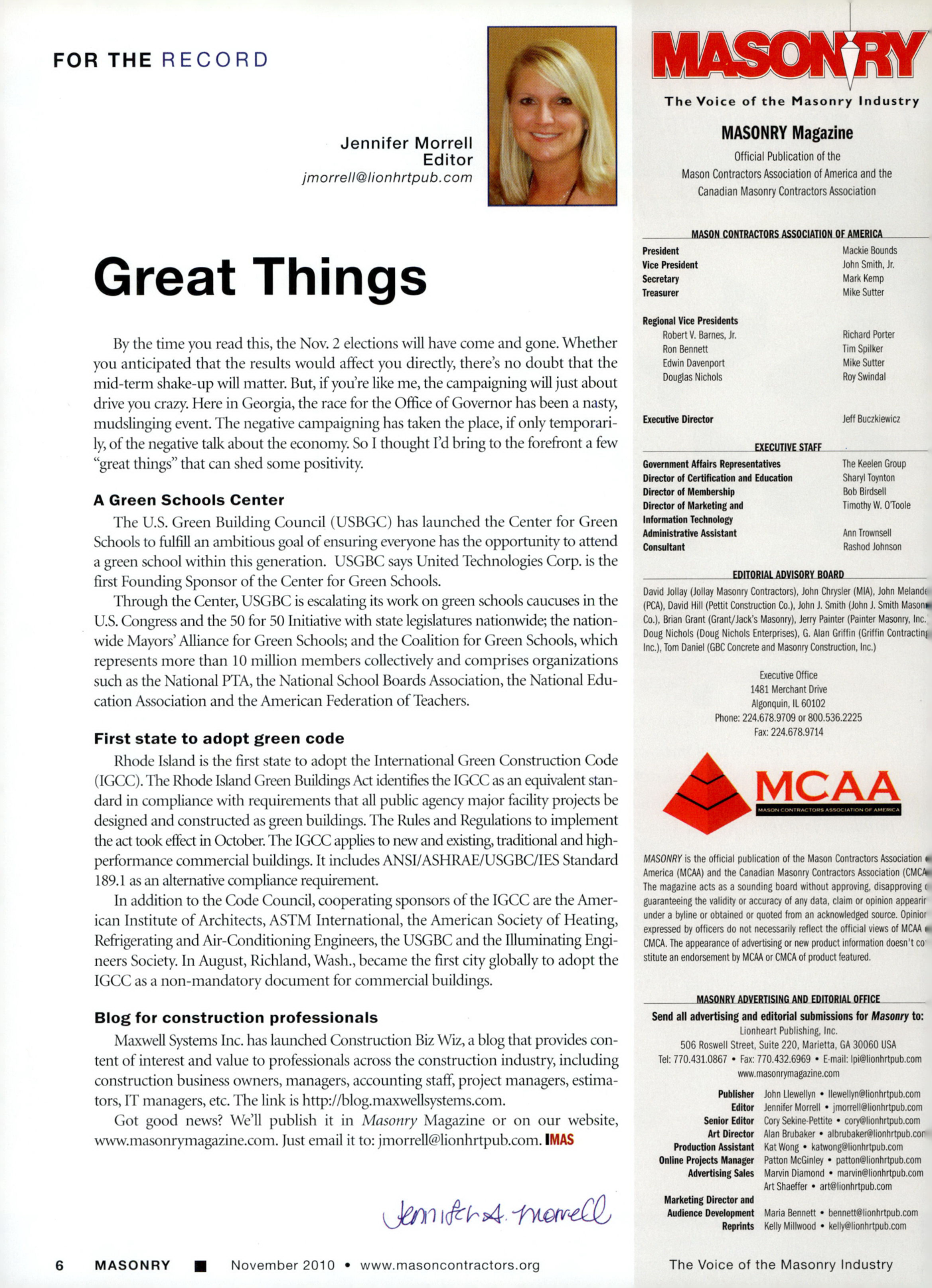Masonry Magazine November 2010 Page. 8
