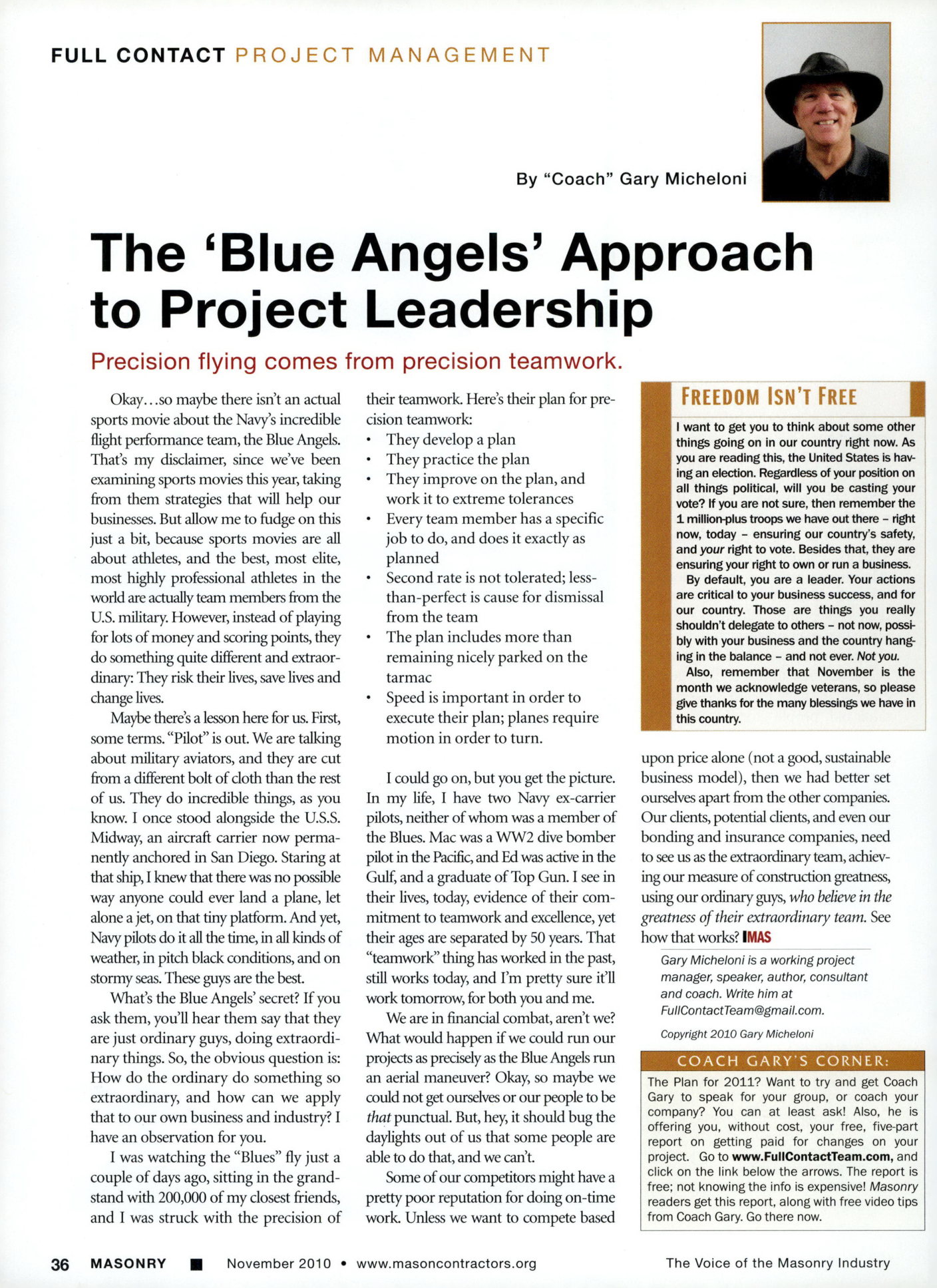Masonry Magazine November 2010 Page. 38