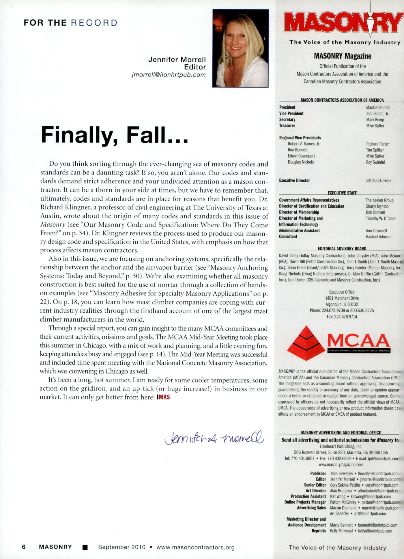 Masonry Magazine September 2010 Page. 8