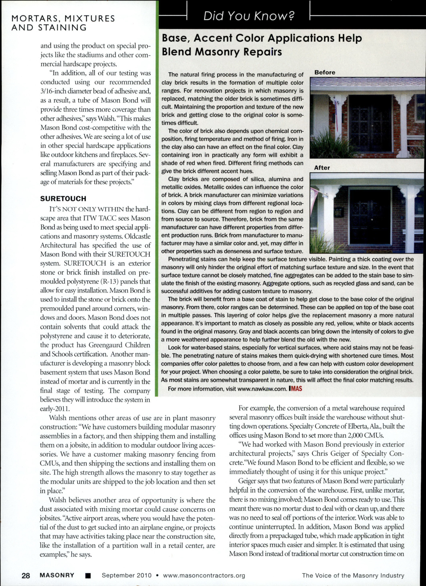 Masonry Magazine September 2010 Page. 30