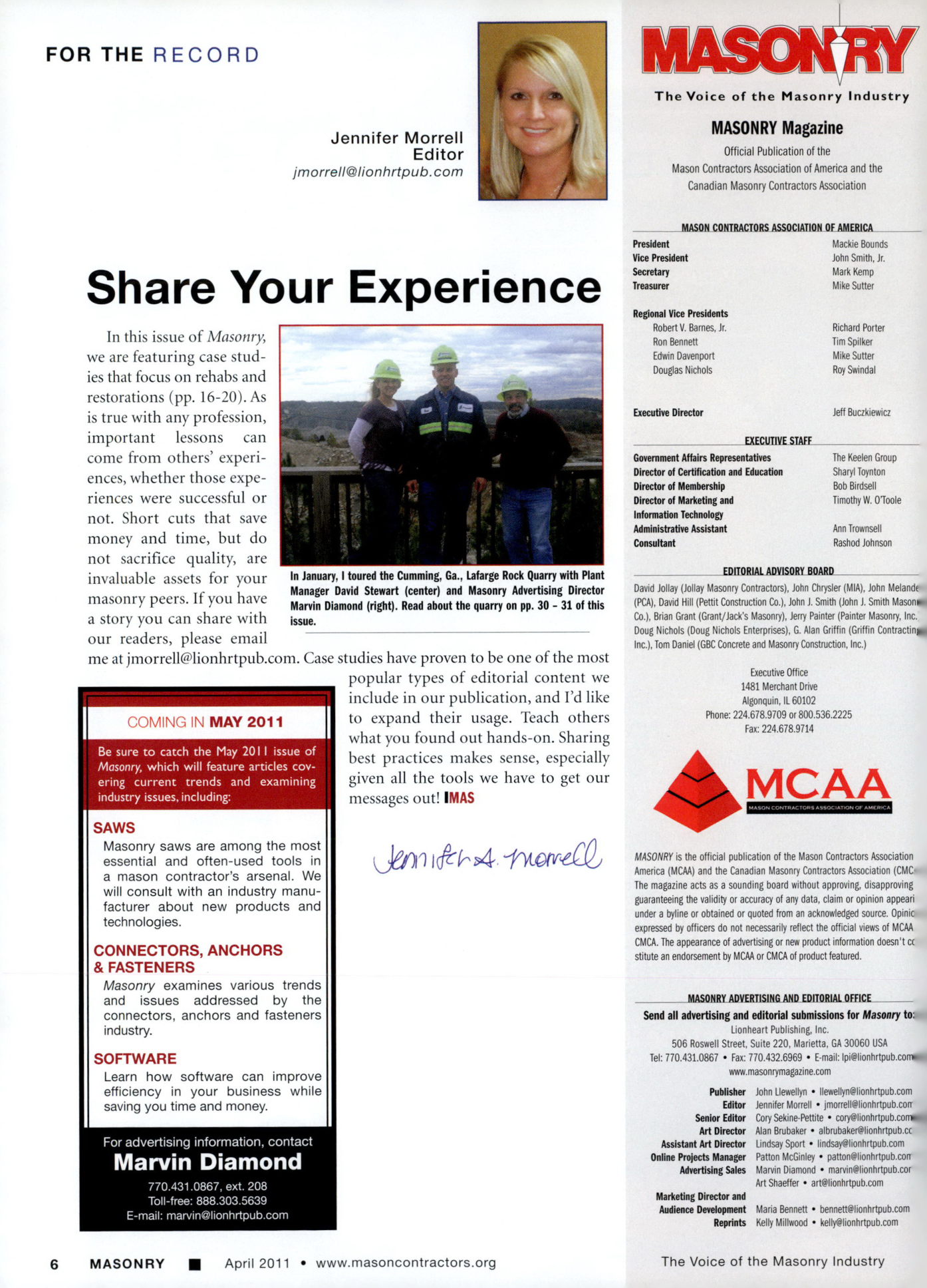 Masonry Magazine April 2011 Page. 8