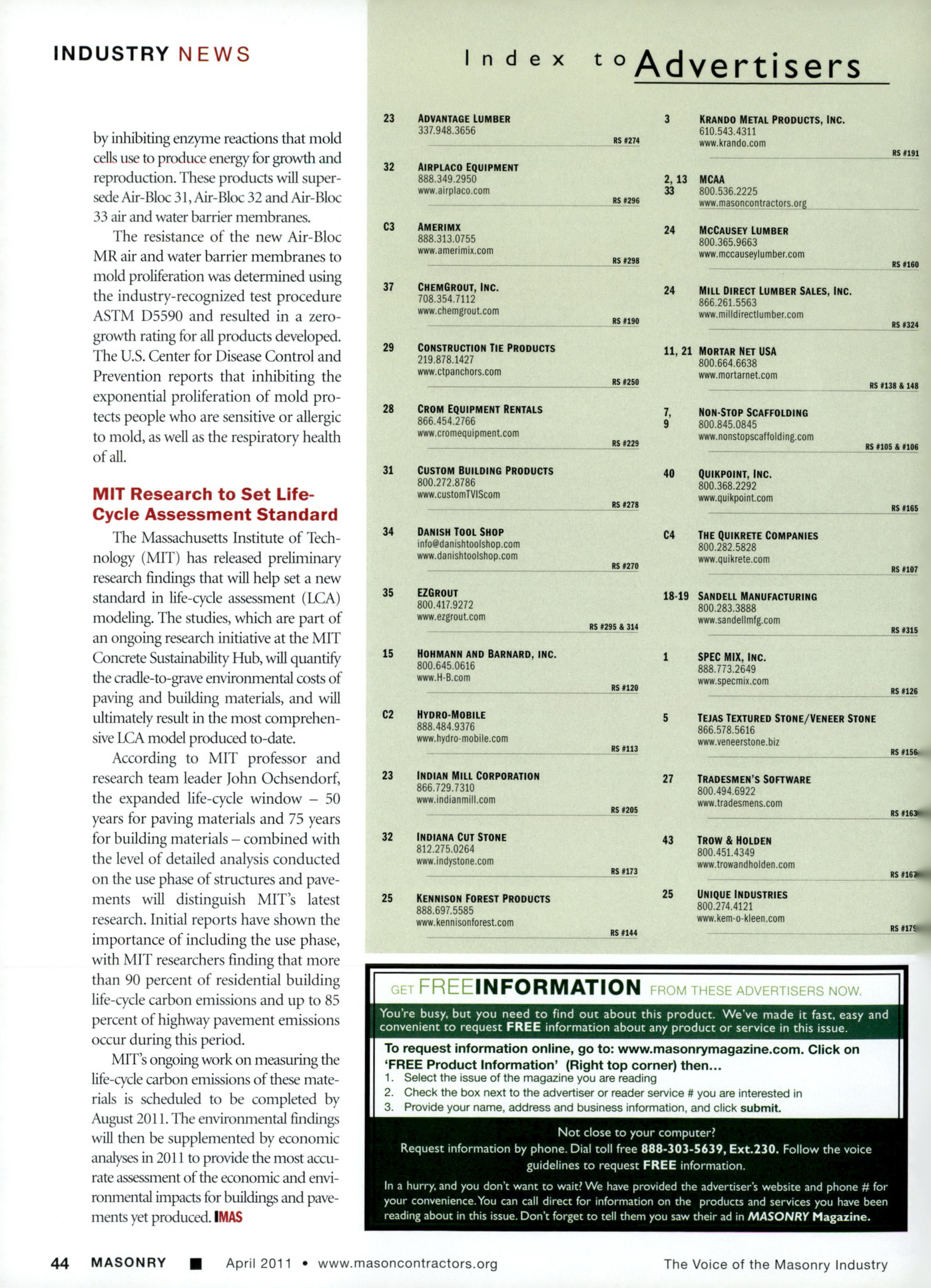 Masonry Magazine April 2011 Page. 46