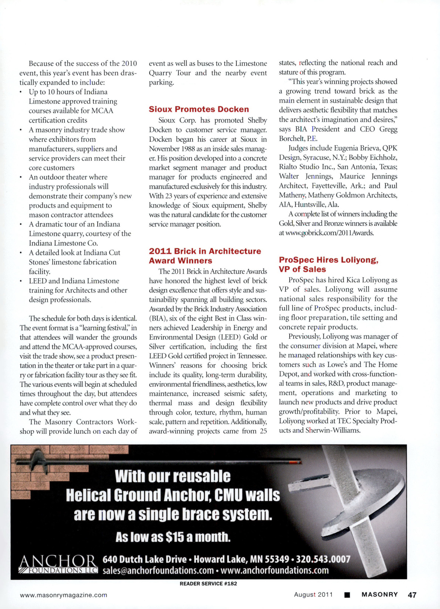 Masonry Magazine August 2011 Page. 49