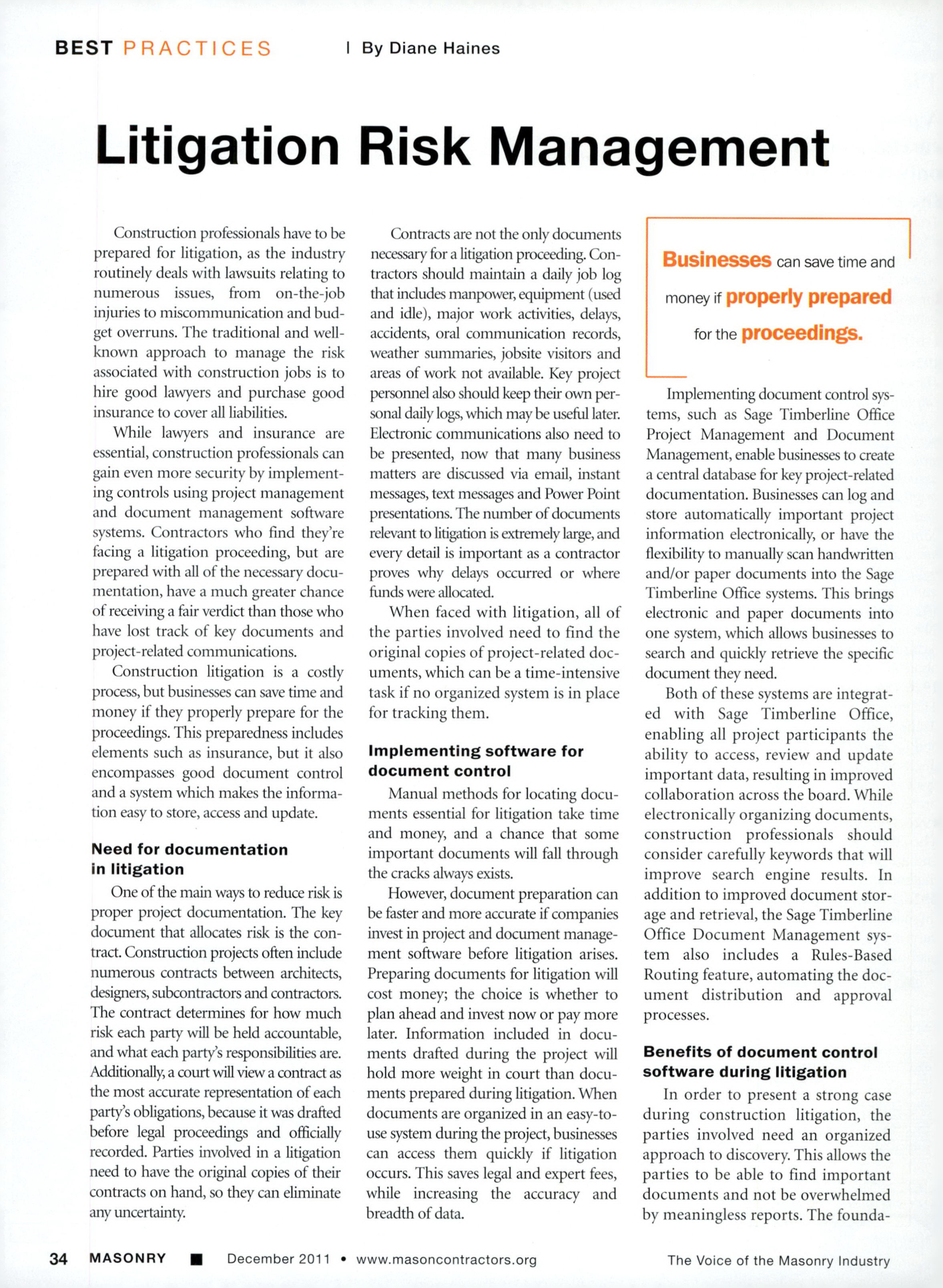 Masonry Magazine December 2011 Page. 36