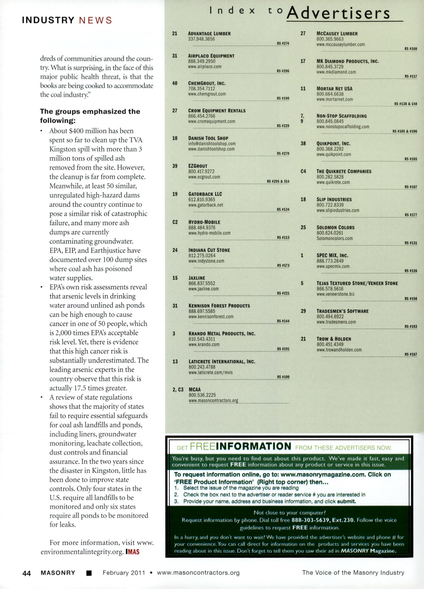 Masonry Magazine February 2011 Page. 54