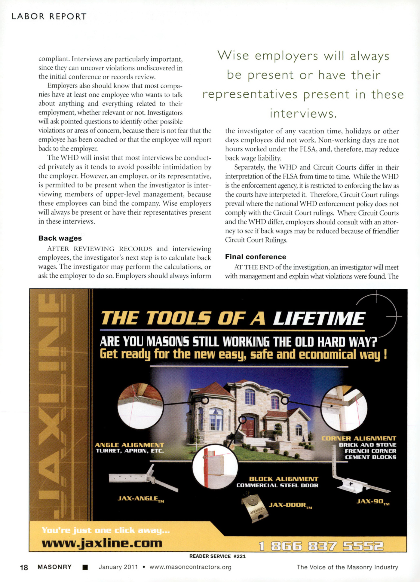 Masonry Magazine January 2011 Page. 20