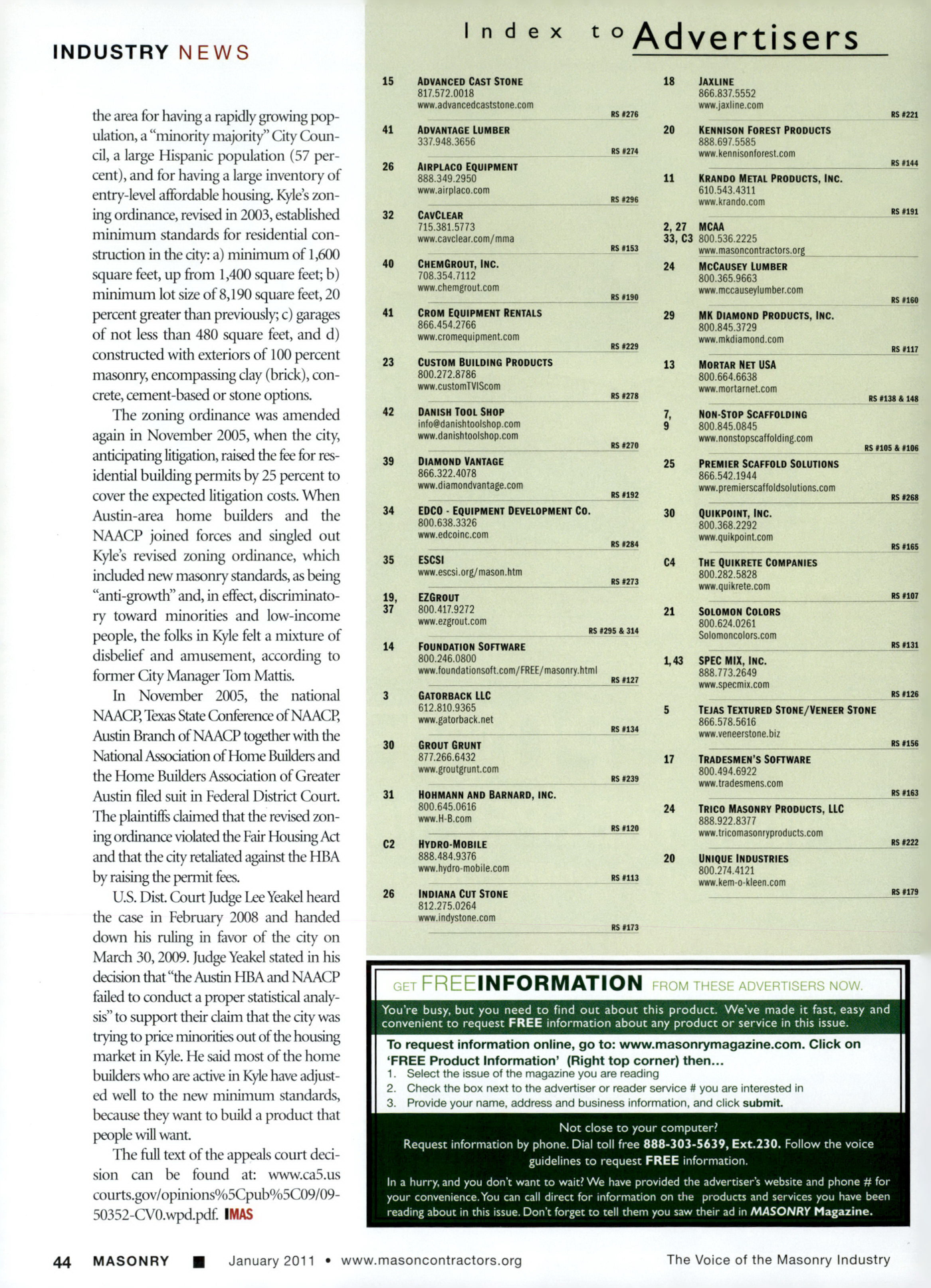 Masonry Magazine January 2011 Page. 46