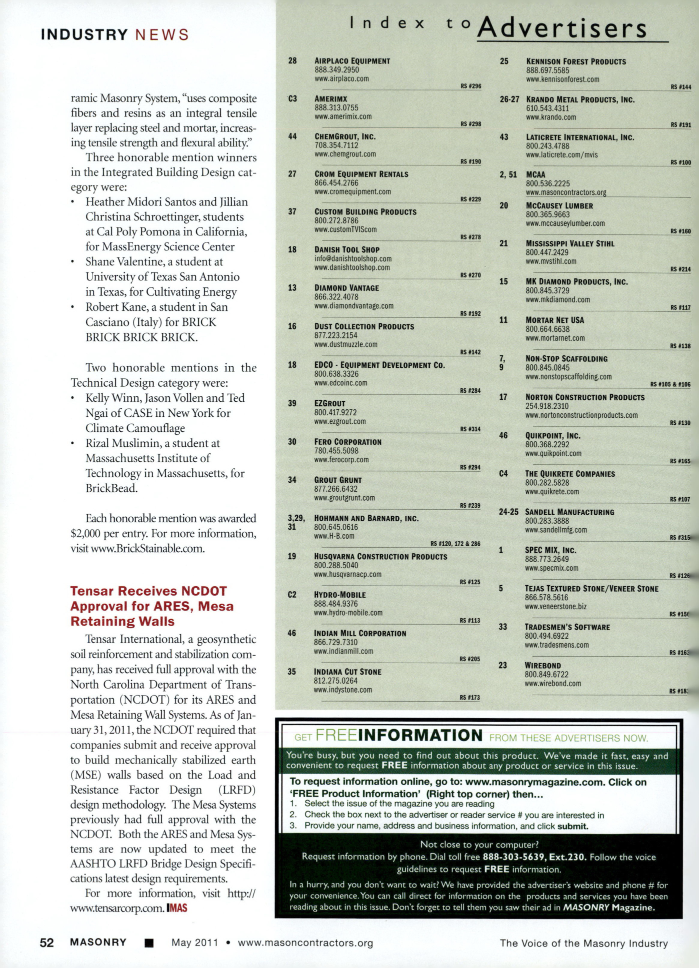 Masonry Magazine May 2011 Page. 54