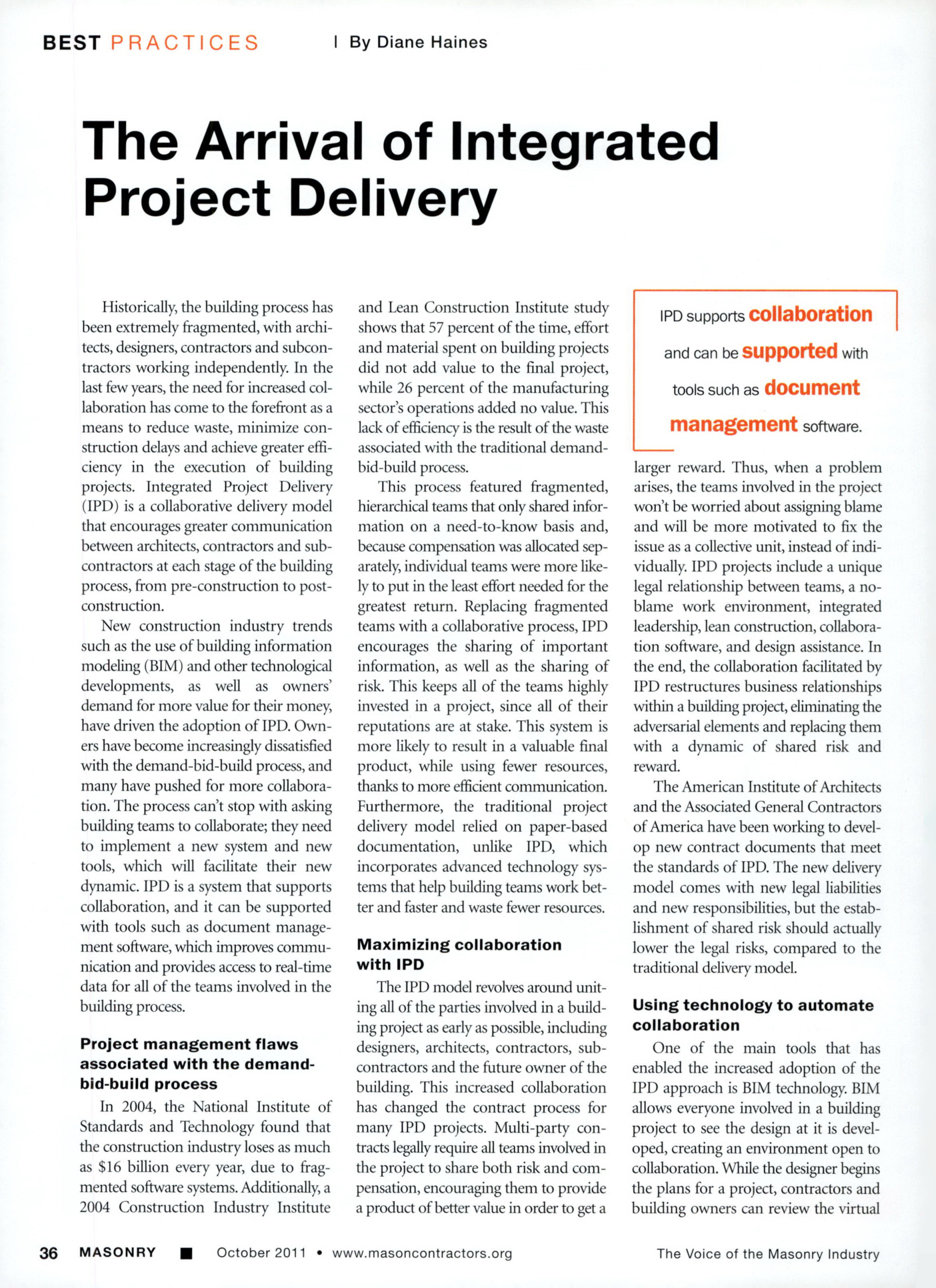 Masonry Magazine October 2011 Page. 38