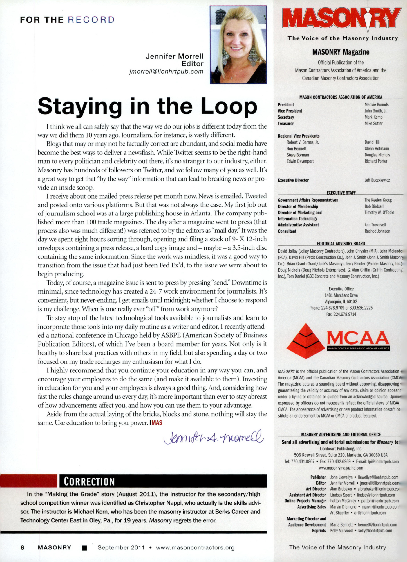 Masonry Magazine September 2011 Page. 8