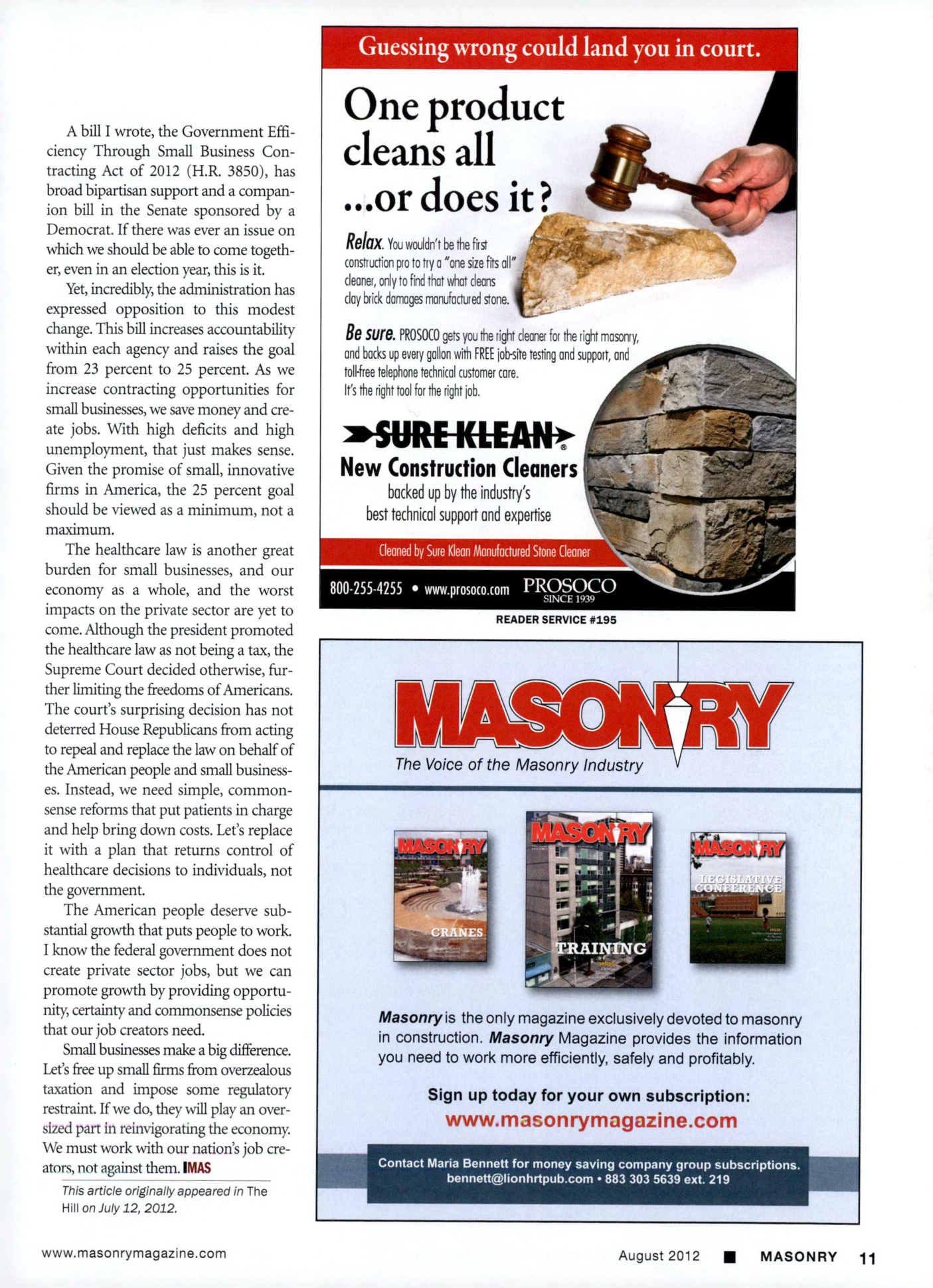 Masonry Magazine August 2012 Page. 13
