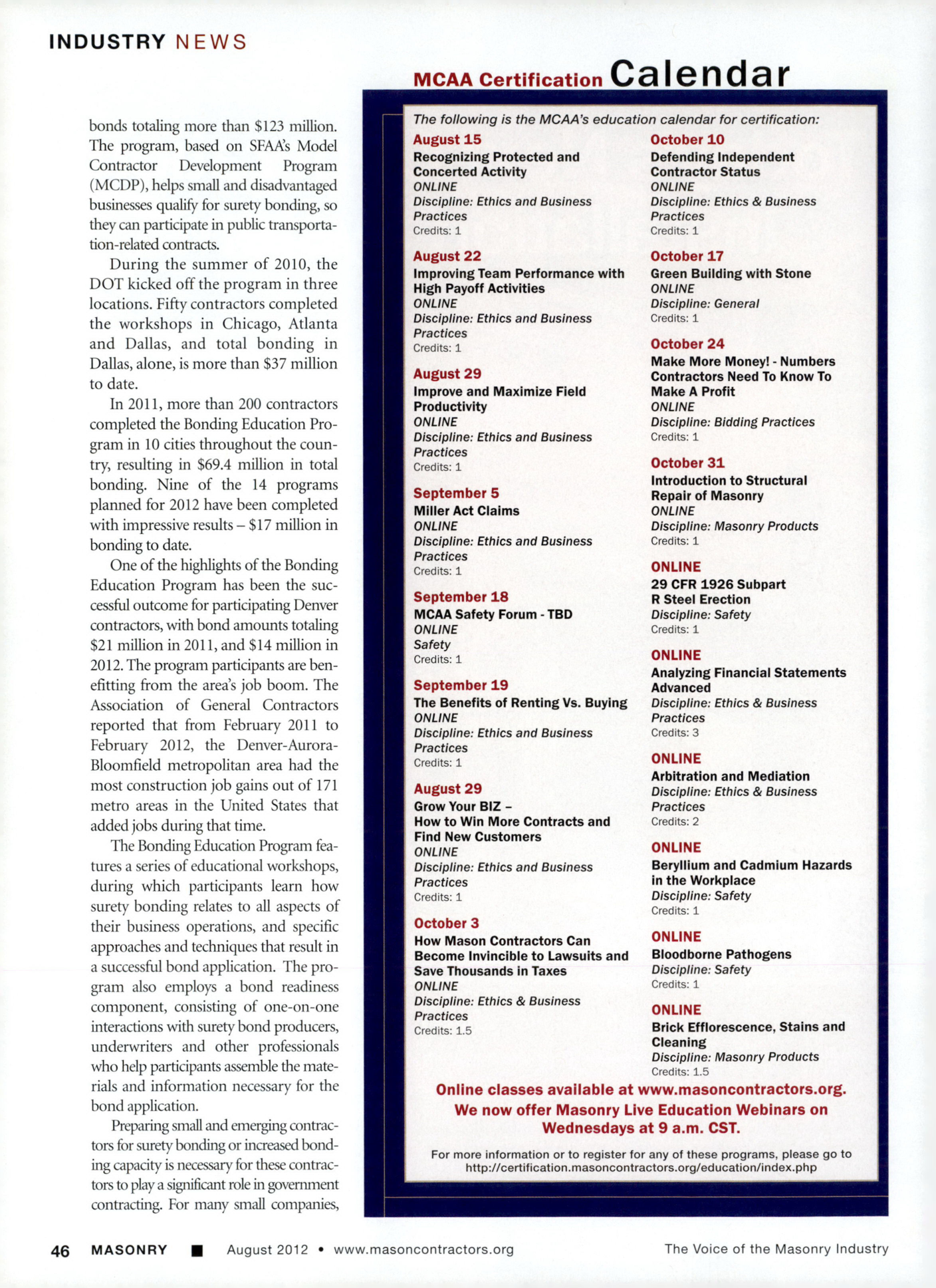 Masonry Magazine August 2012 Page. 48