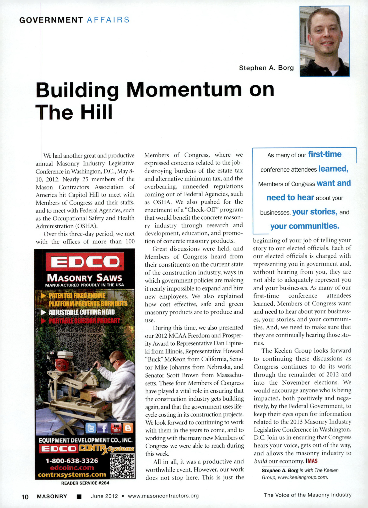 Masonry Magazine June 2012 Page. 12