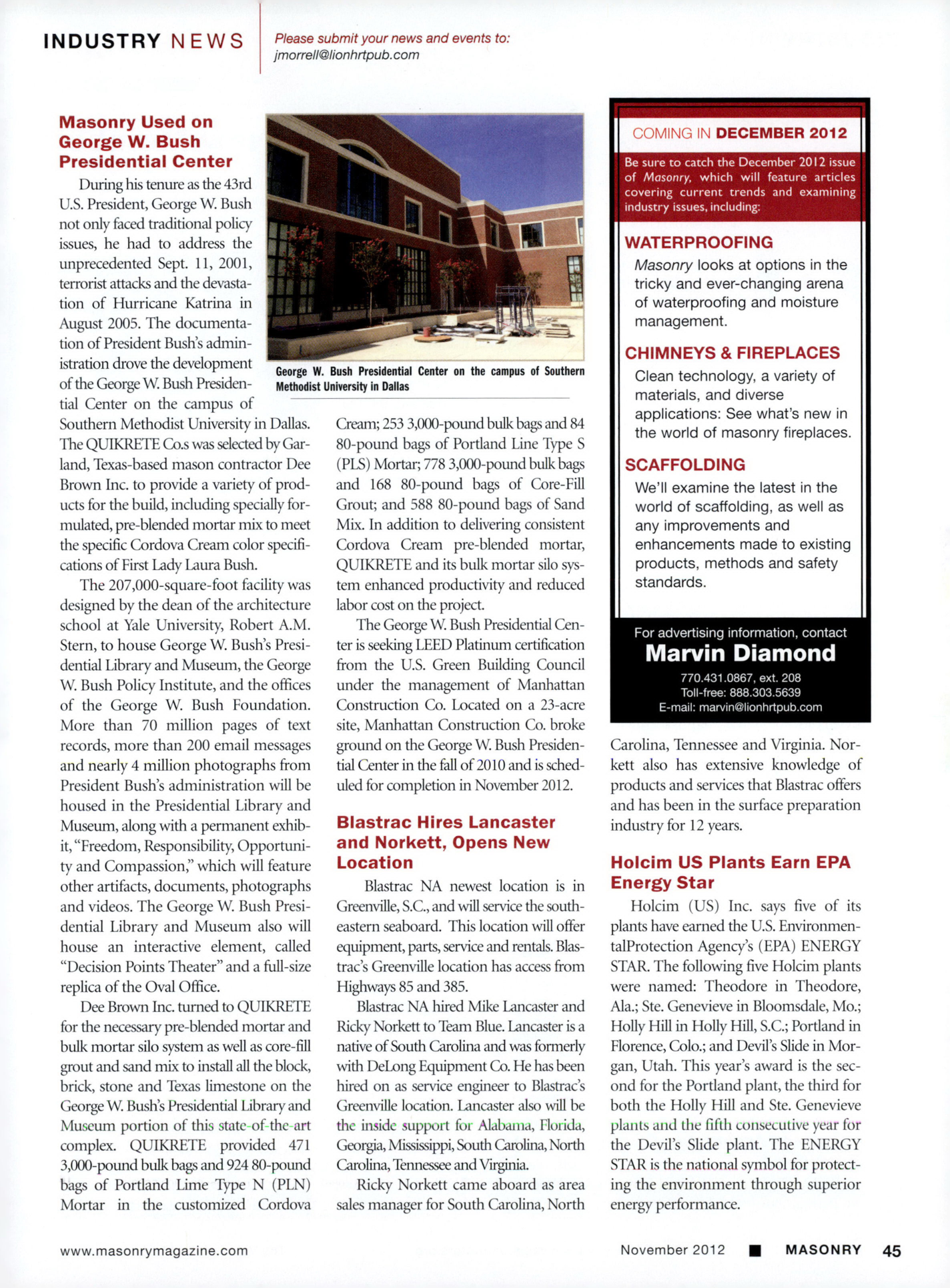 Masonry Magazine November 2012 Page. 47