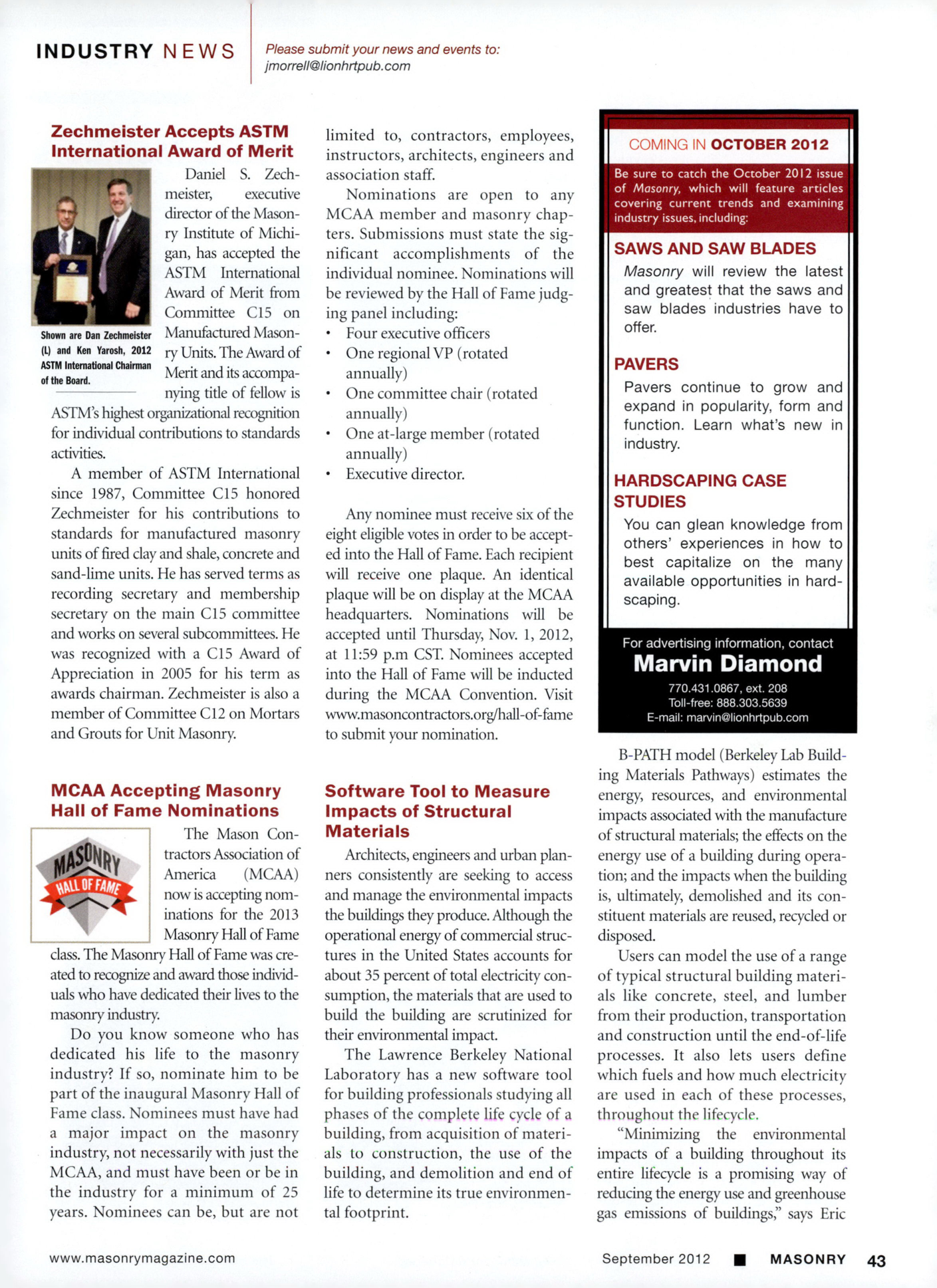 Masonry Magazine September 2012 Page. 45