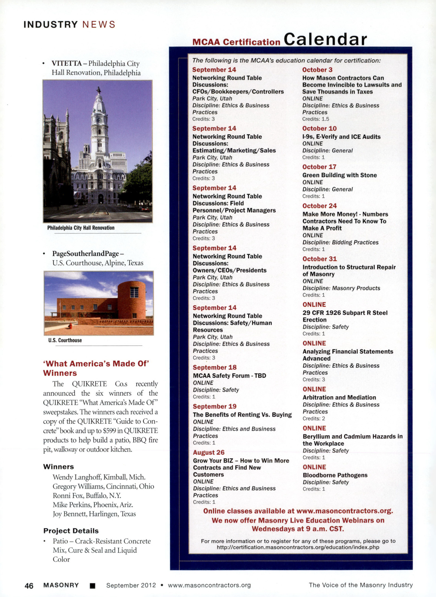 Masonry Magazine September 2012 Page. 48