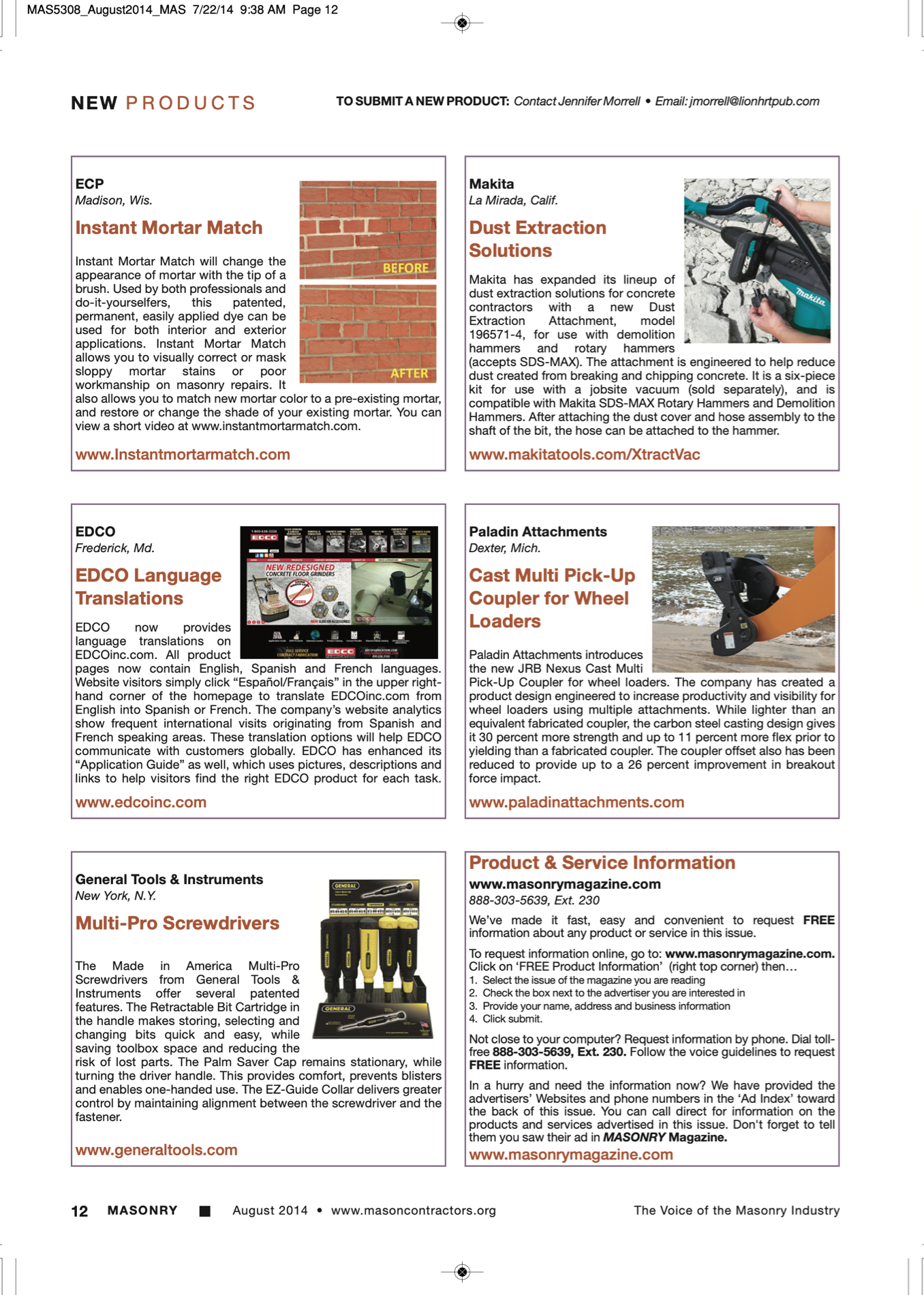 Masonry Magazine August 2014 Page. 14