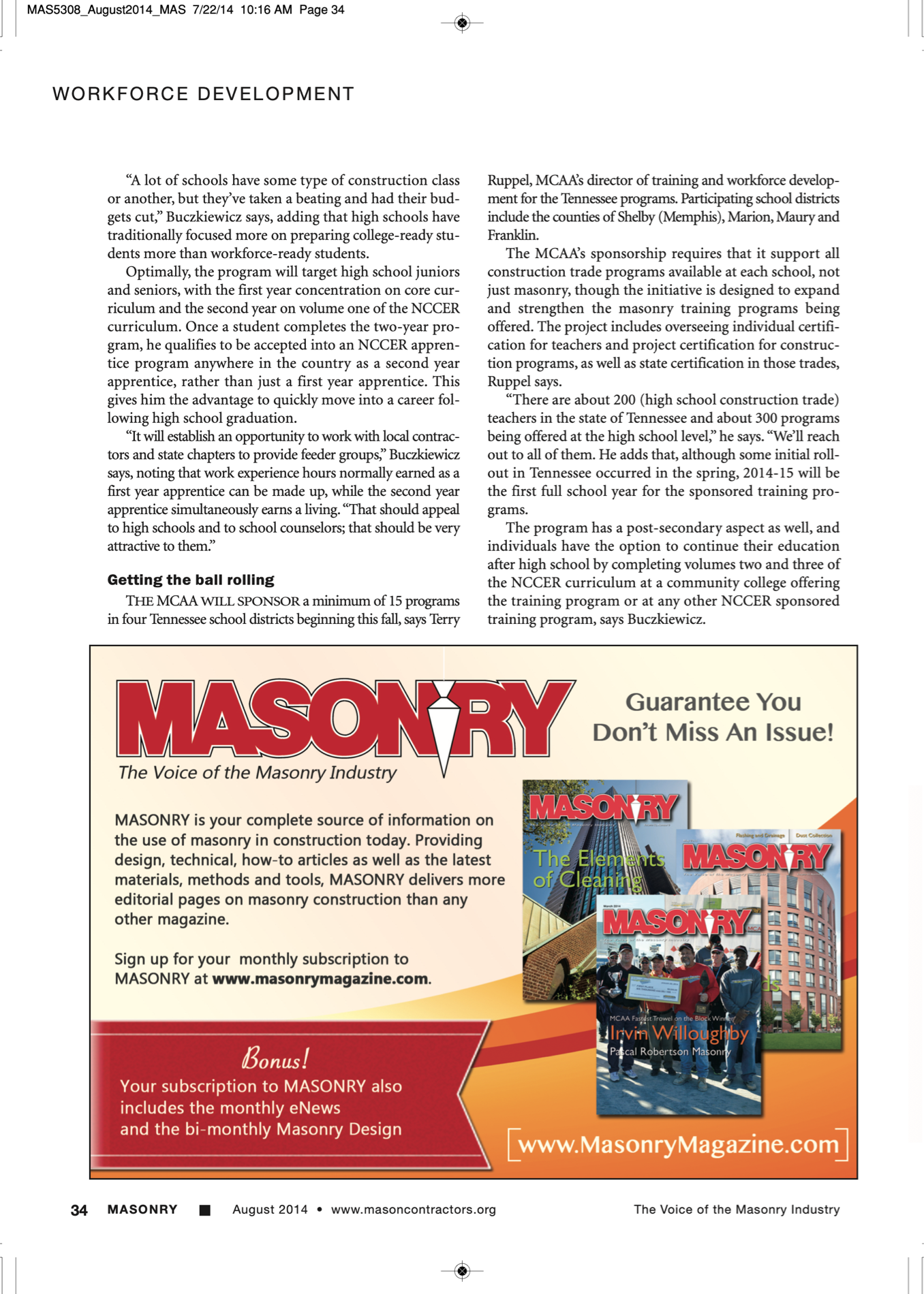 Masonry Magazine August 2014 Page. 36