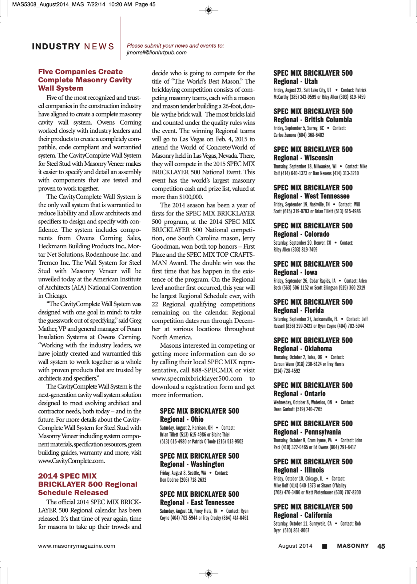 Masonry Magazine August 2014 Page. 47