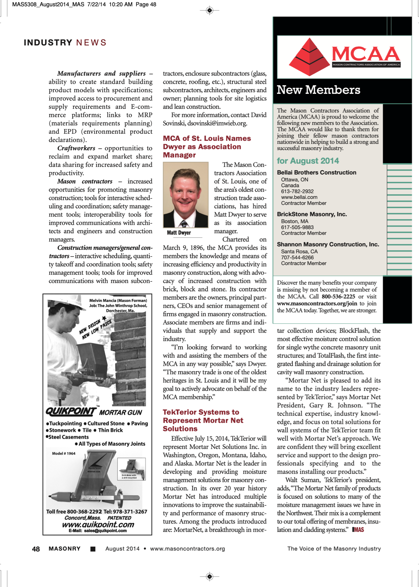 Masonry Magazine August 2014 Page. 50