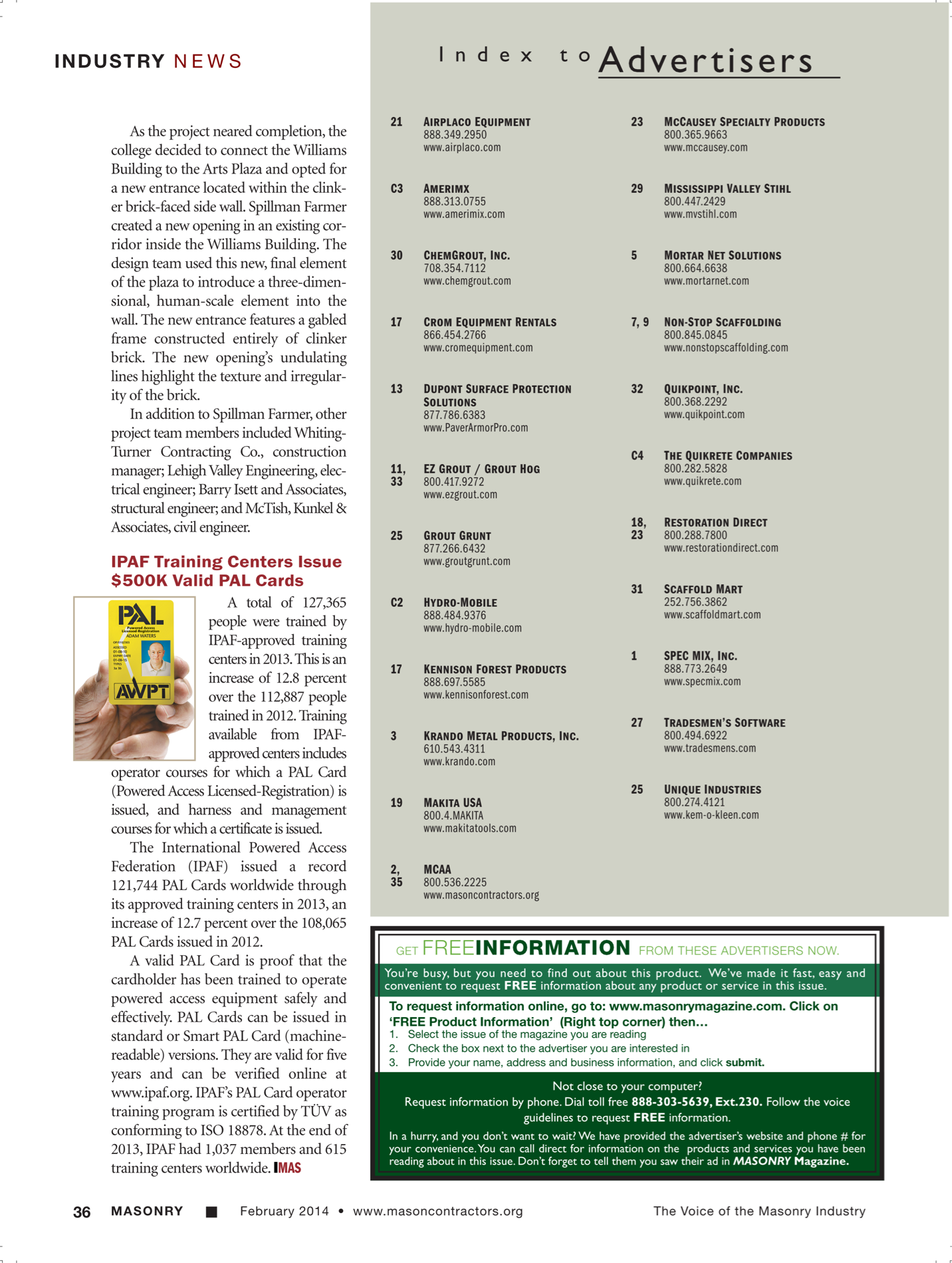 Masonry Magazine February 2014 Page. 38