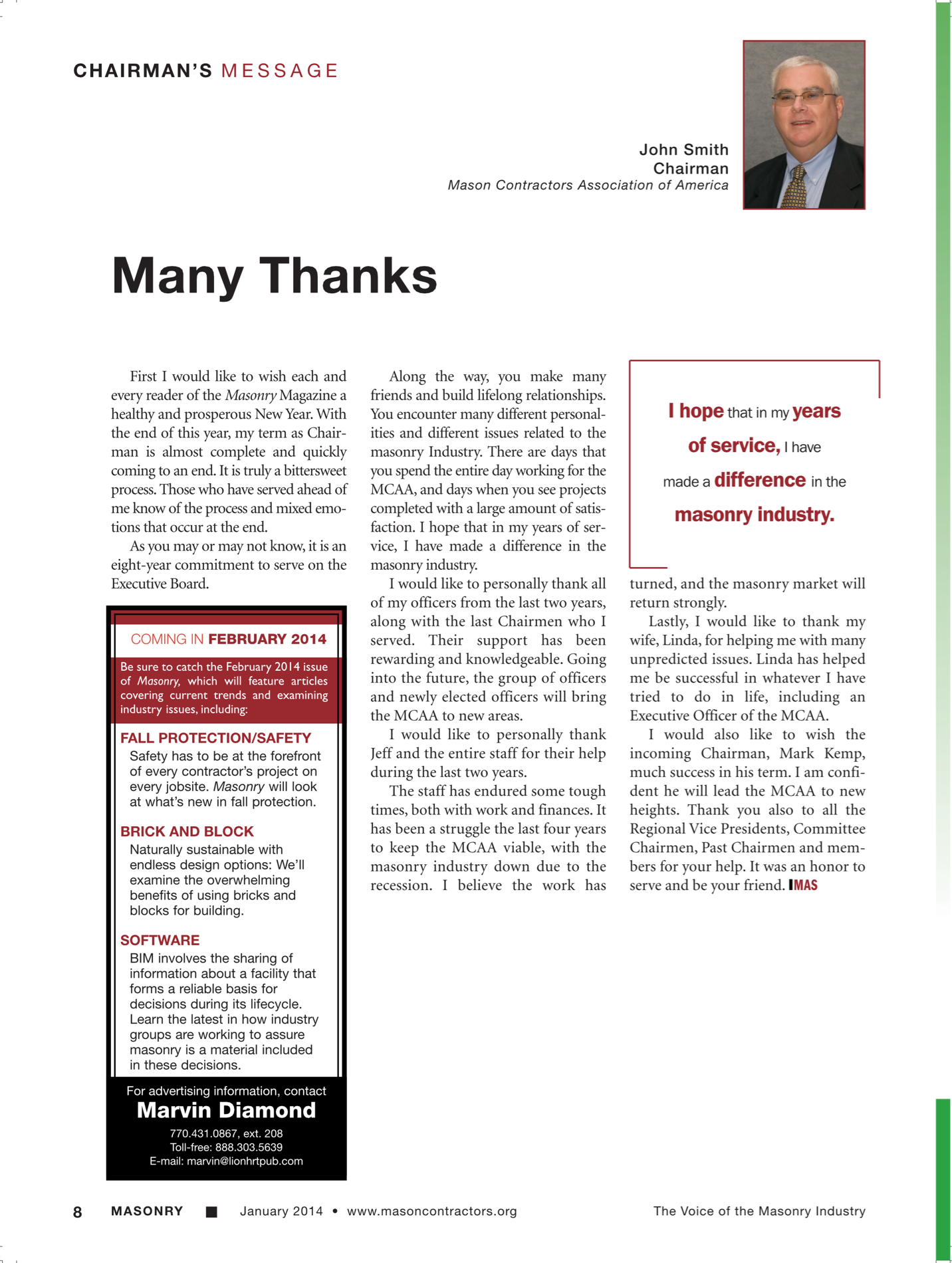 Masonry Magazine January 2014 Page. 10