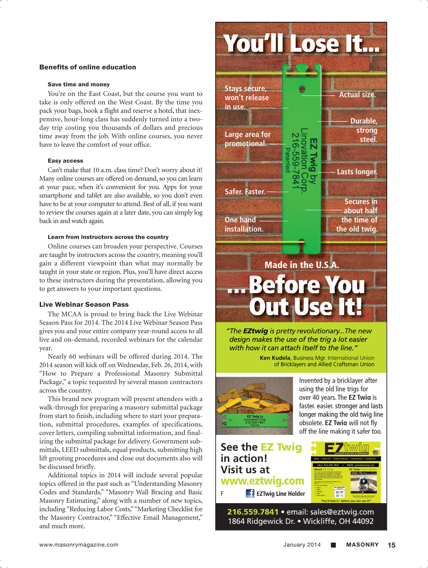 Masonry Magazine January 2014 Page. 17