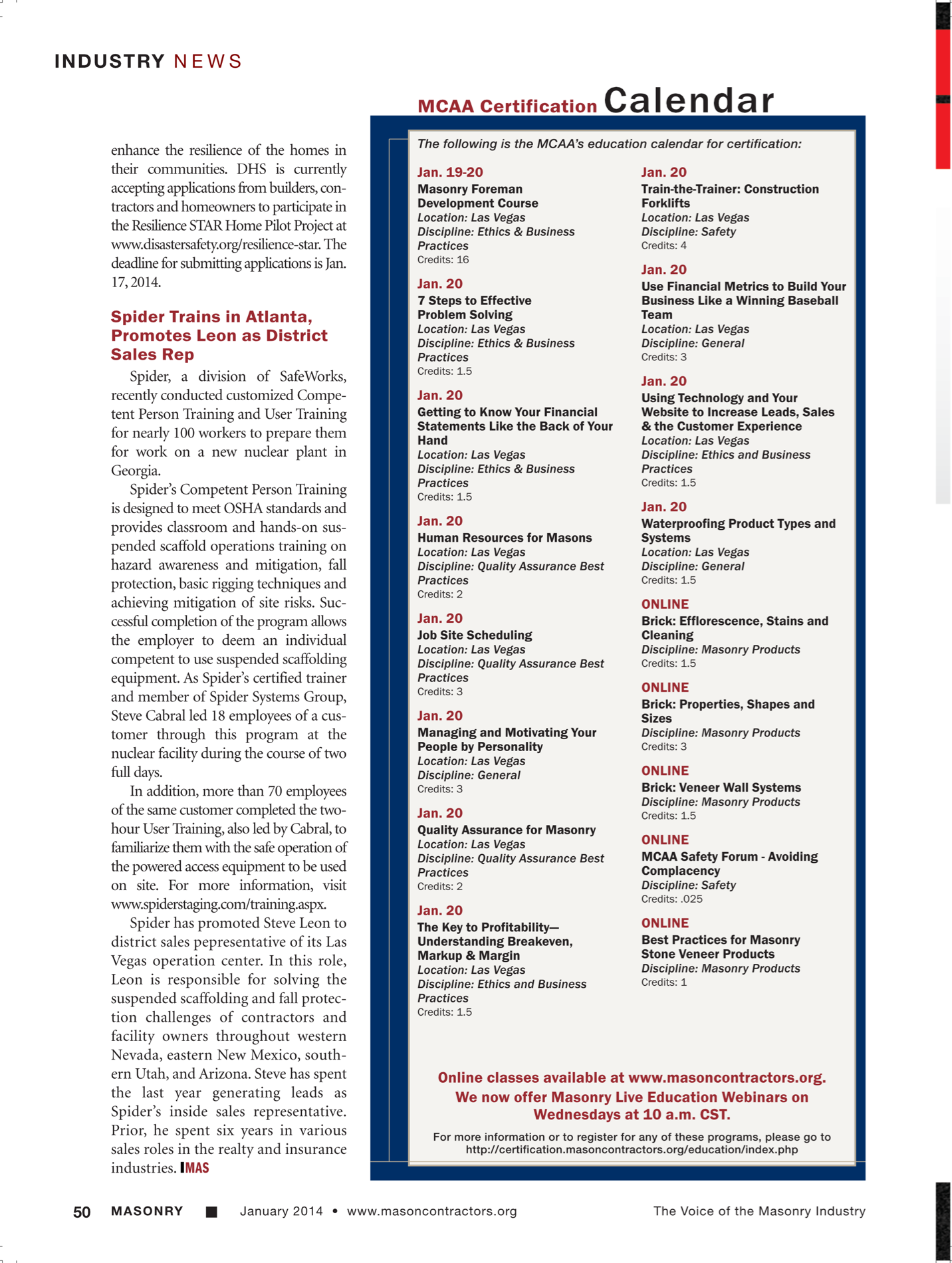 Masonry Magazine January 2014 Page. 52