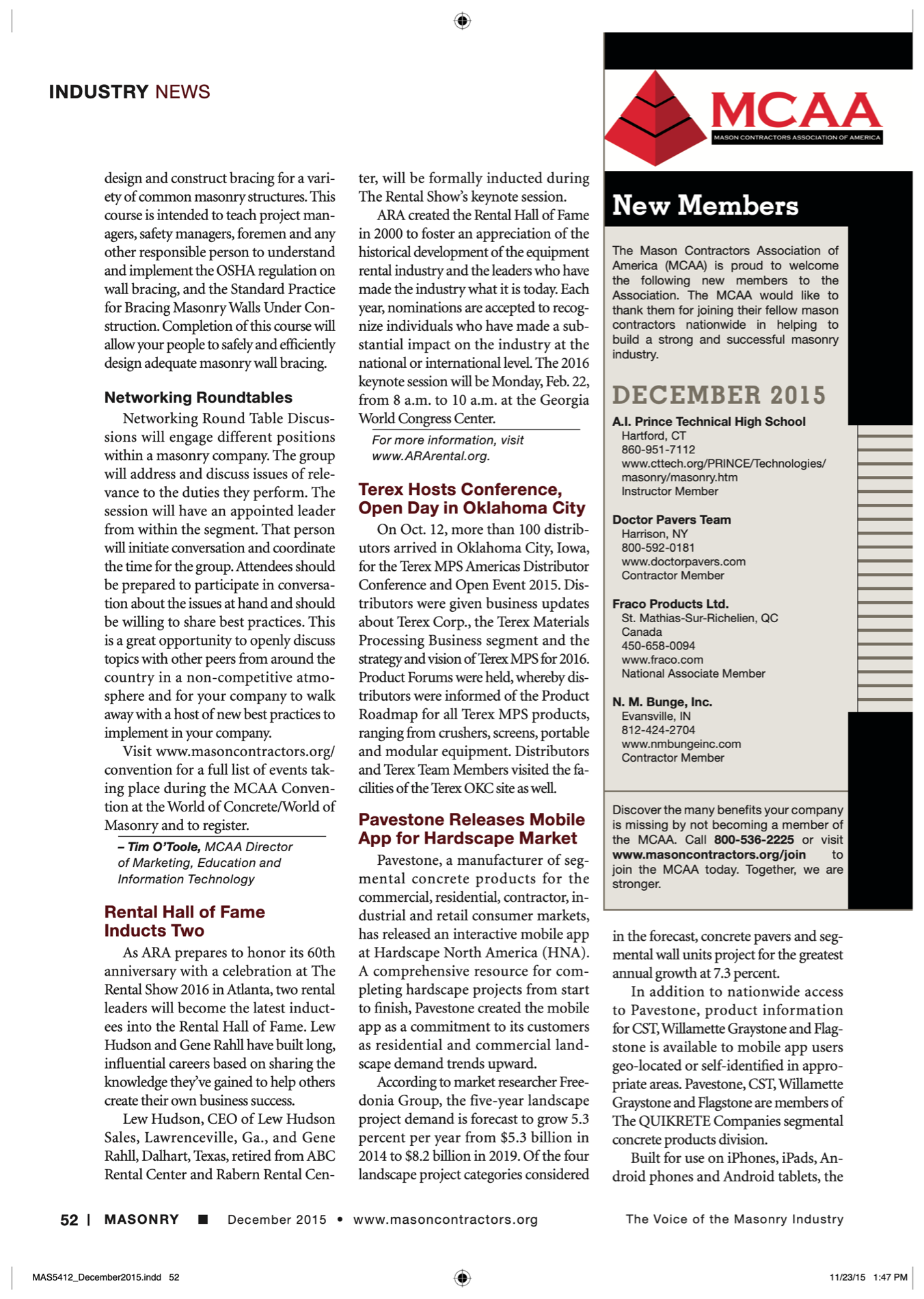 Masonry Magazine December 2015 Page. 54