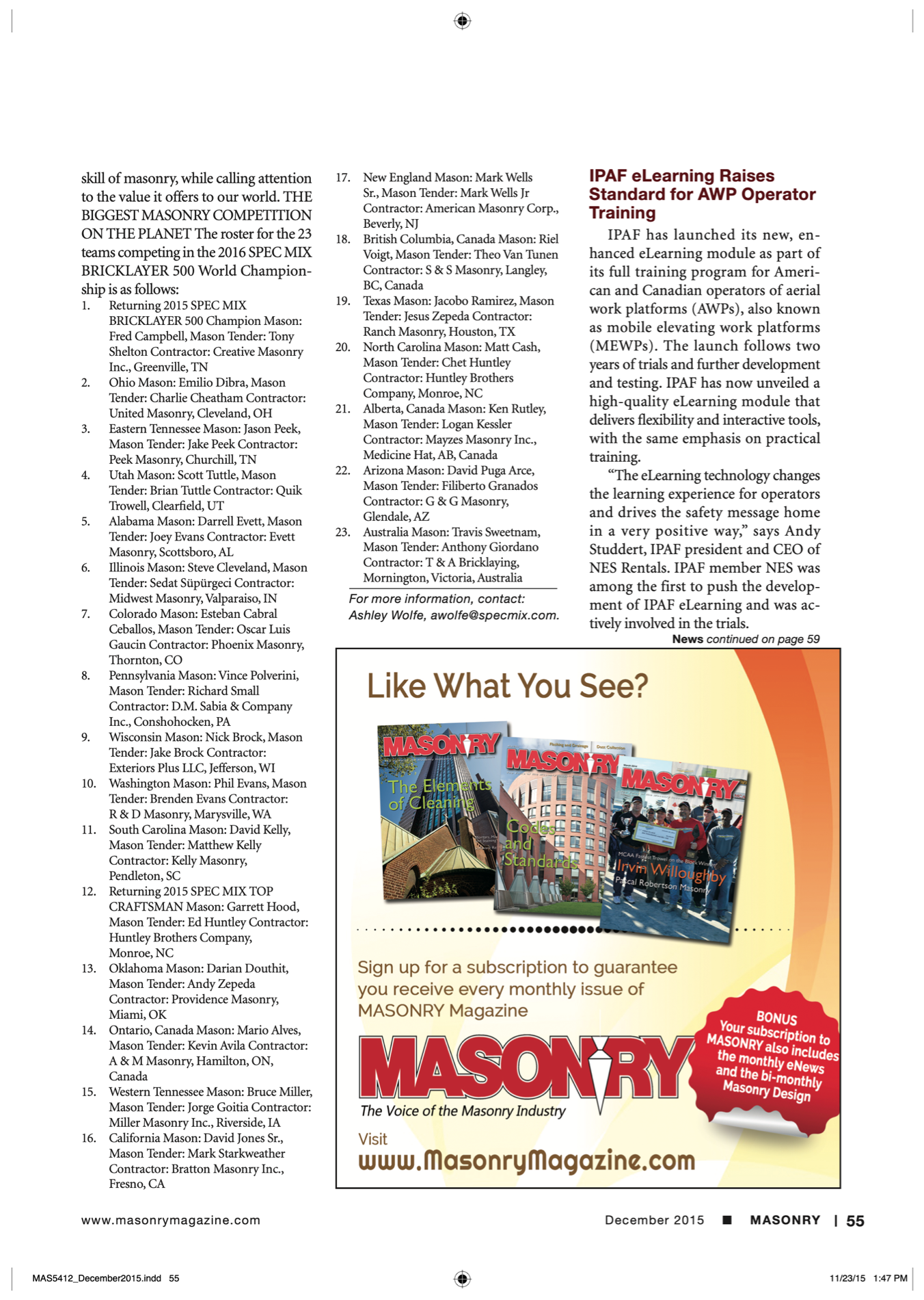 Masonry Magazine December 2015 Page. 57