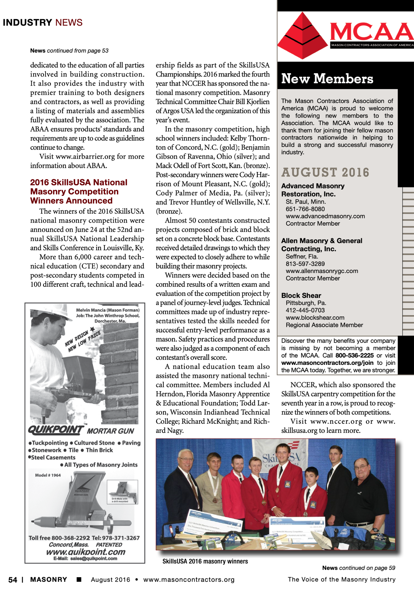 Masonry Magazine August 2016 Page. 56