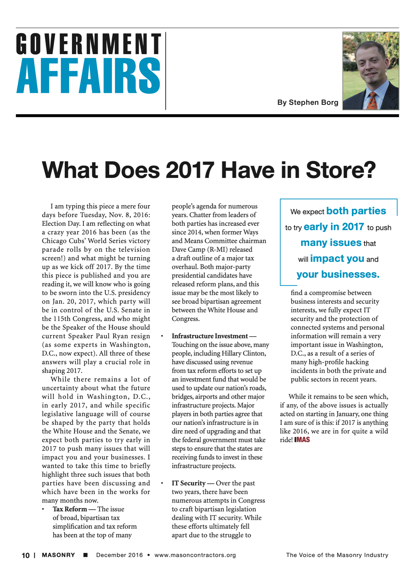 Masonry Magazine December 2016 Page. 12