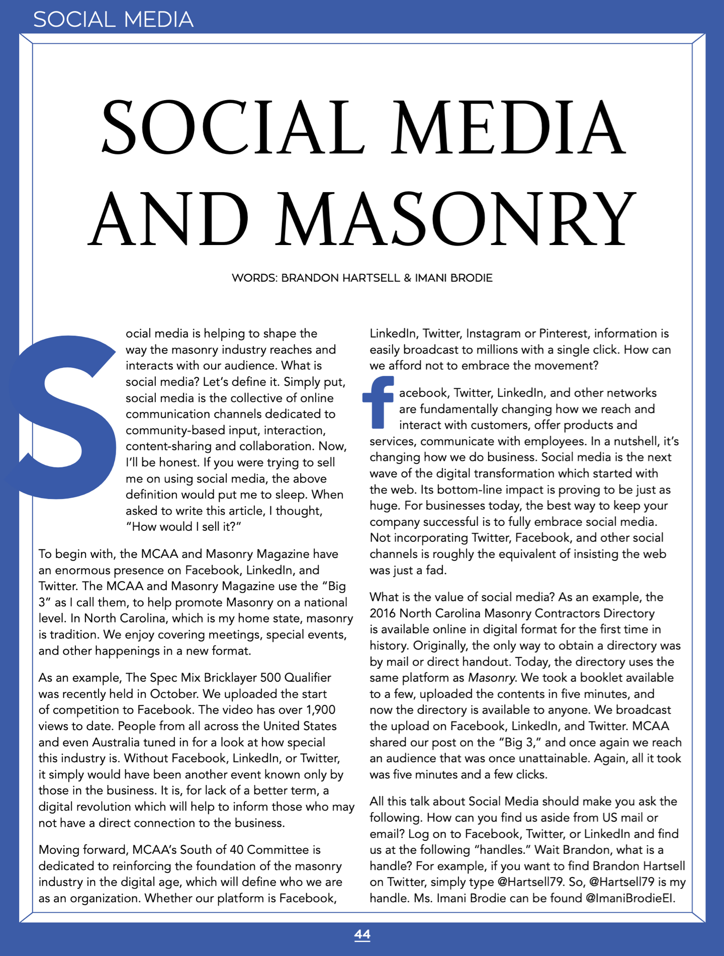 Masonry Magazine January 2017 Page. 44